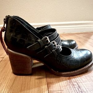 Freebird by Steven Ramsay Mary Jane Heels Black Crocodile